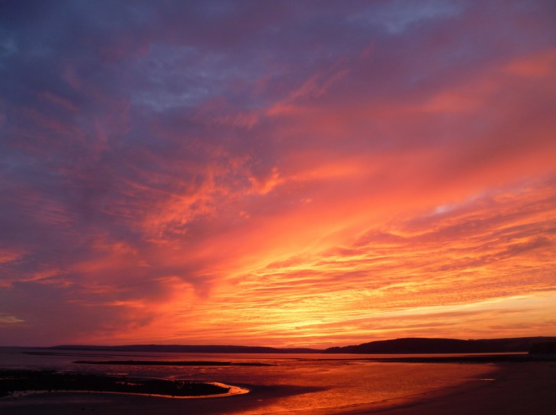 landscape shore sunset clouds weather nature sky 4k