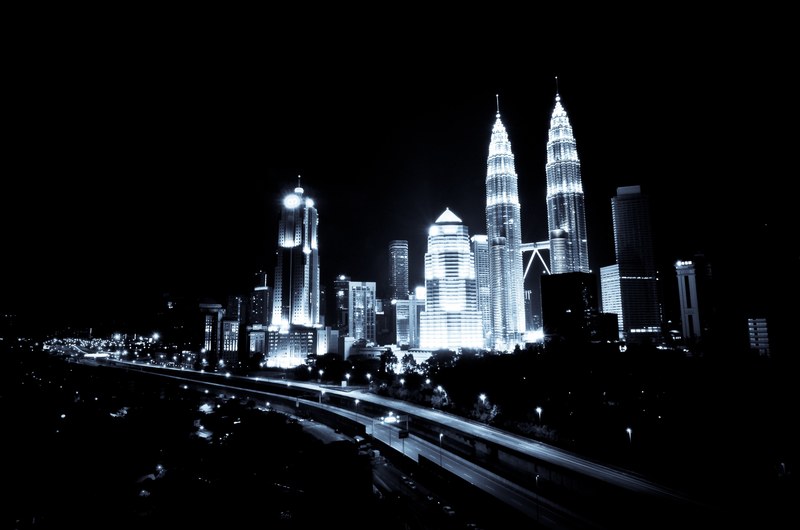 kuala lumpur urban night building modern 4k