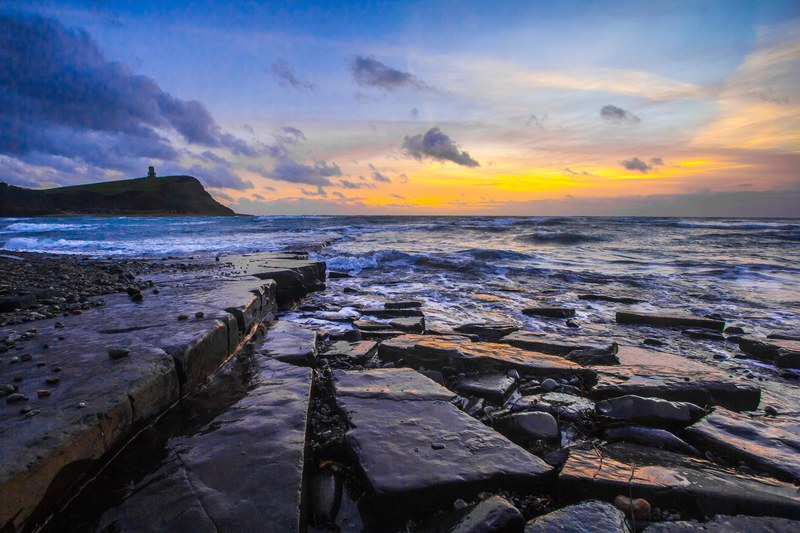 jurassic coast dorset sunset ocean 4k