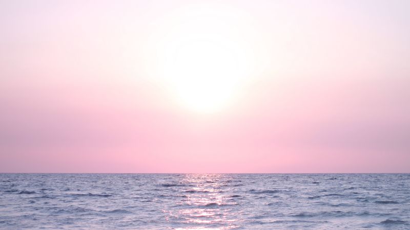 sea, blue, lilac, horizon, 4k