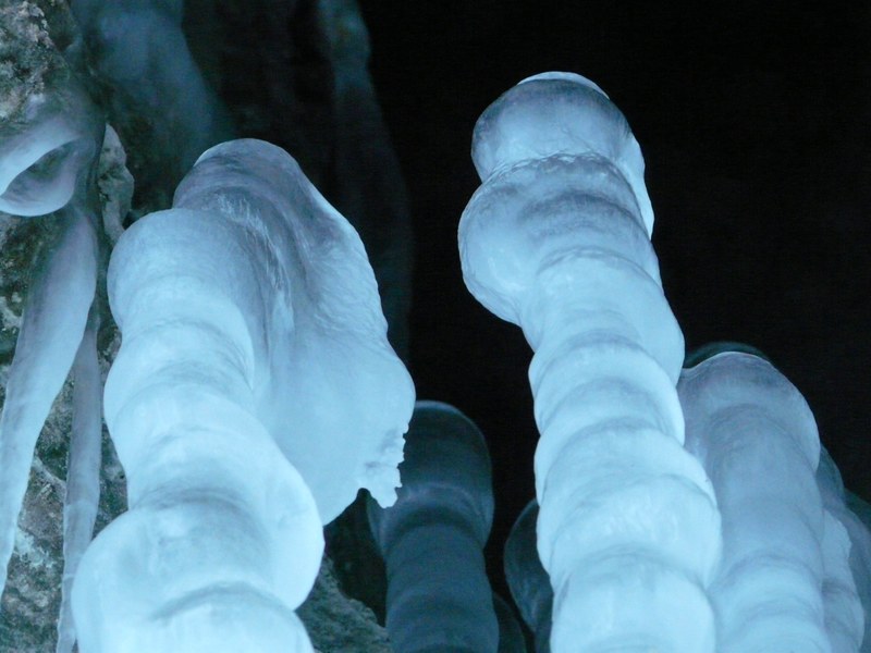 ice cave icicle stalagmites ice formations cave 4k
