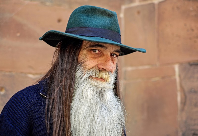 human man face view bart hat portrait 4k