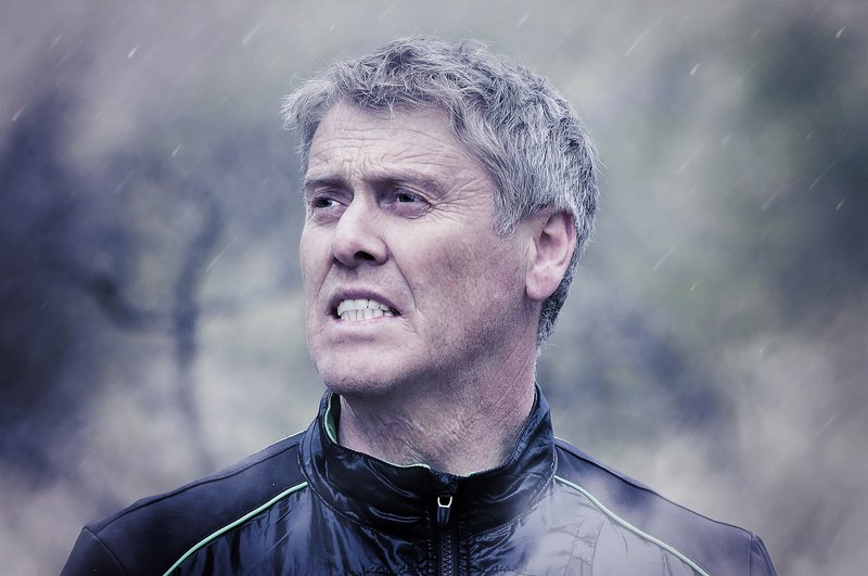 human man face fog rain out view portrait 4k