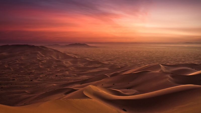 sand, desert, evening, decline, lines, orange, shades, 4k