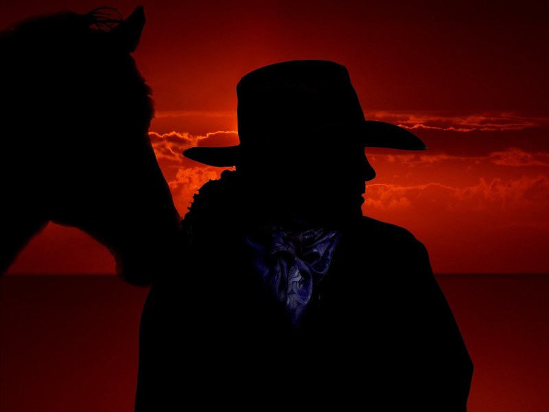 horse cowboy west ride usa wild west silhouette 4k