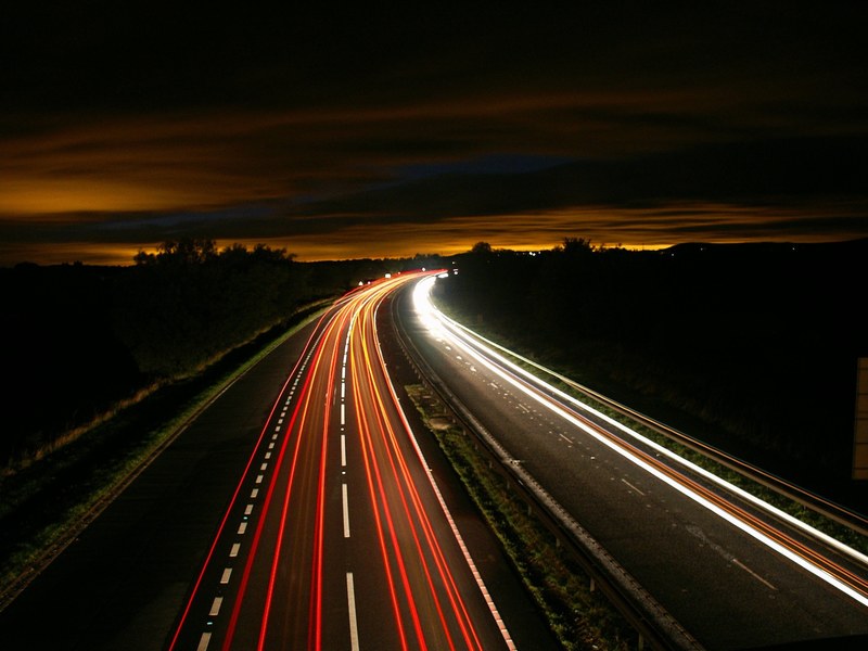 highway night traffic light motion long exposure 4k
