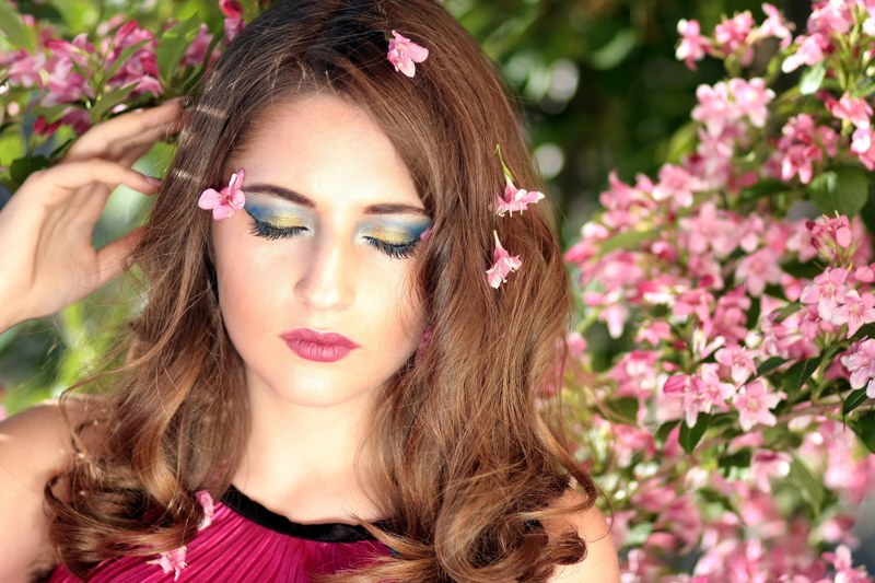 girl flowers pink beauty spring 4k