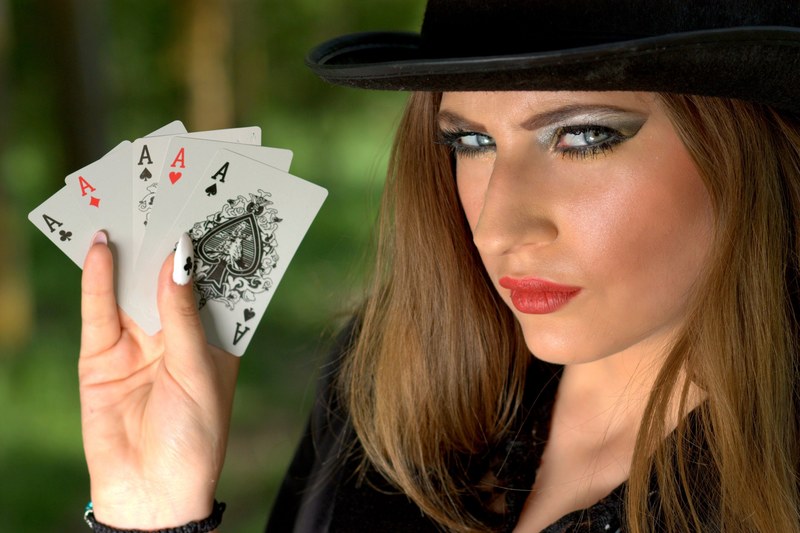 girl topper playing cards luck poker ace 4k
