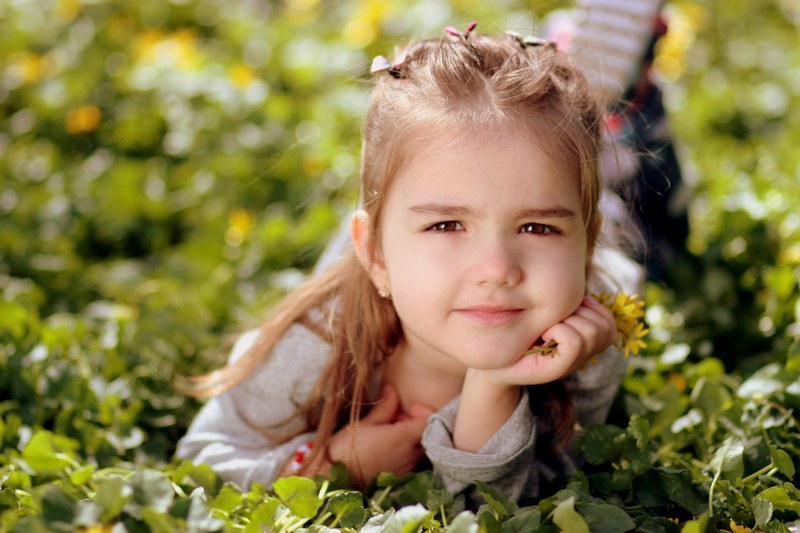 girl toddler long hair portrait spring beauty 4k