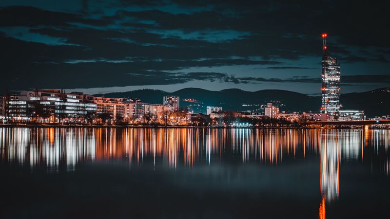 building, night city, tower, 4k