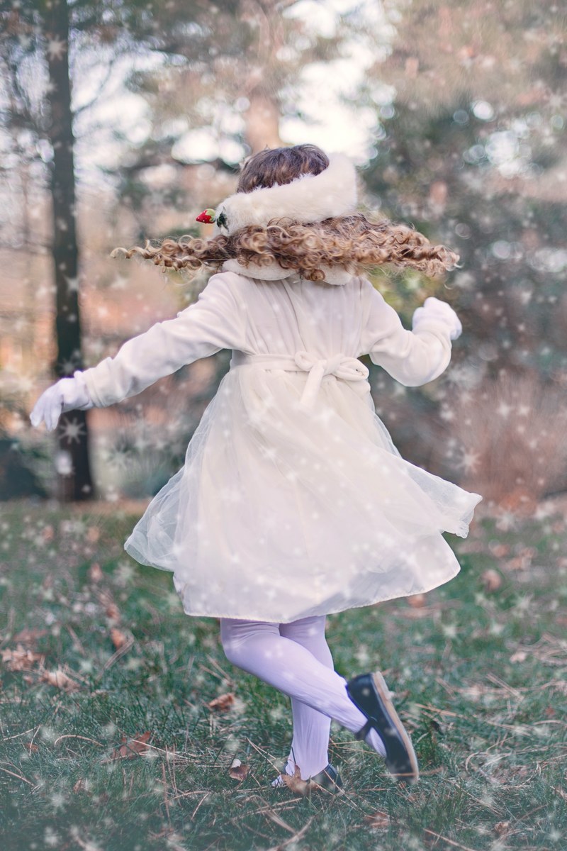 girl child playing dancing winter twirling young 4k