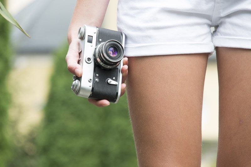 girl camera old retro holds travel idea spring 4k