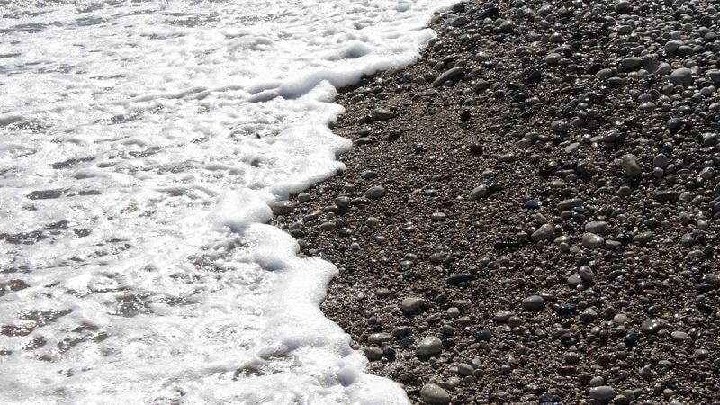 pebble, stones, sea, waves, whisper, foam, 4k