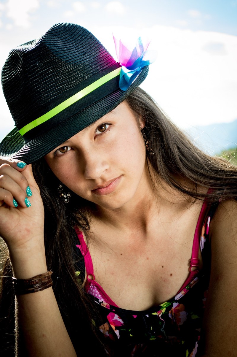 girl joy smiling face model portrait hat 4k