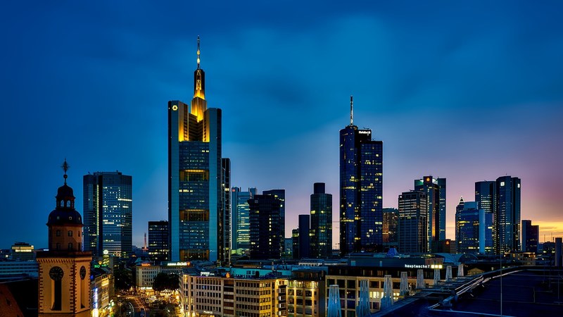 frankfurt germany panorama city urban skyline 4k