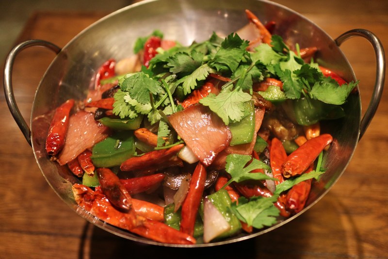 food salad spicy pan hot cooking meal pepper 4k