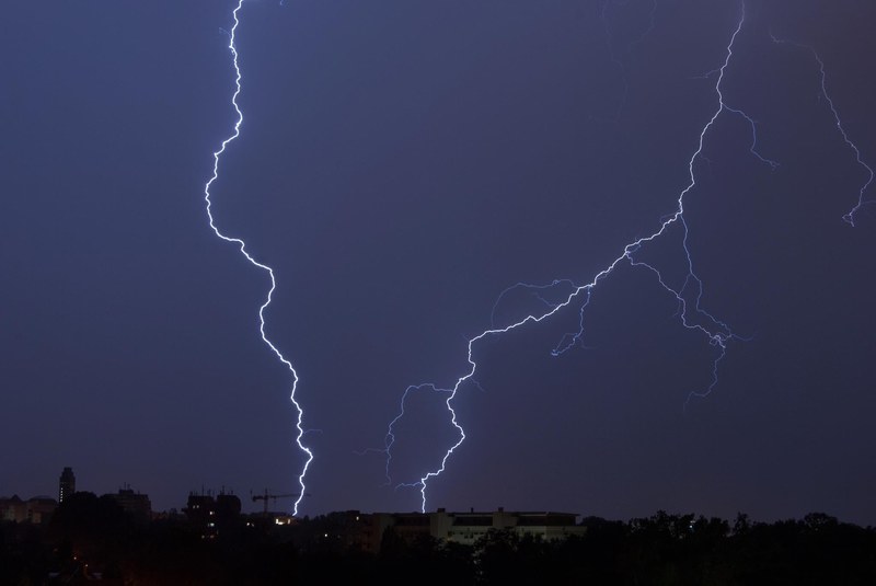 flashes night weather thunderstorm city 4k