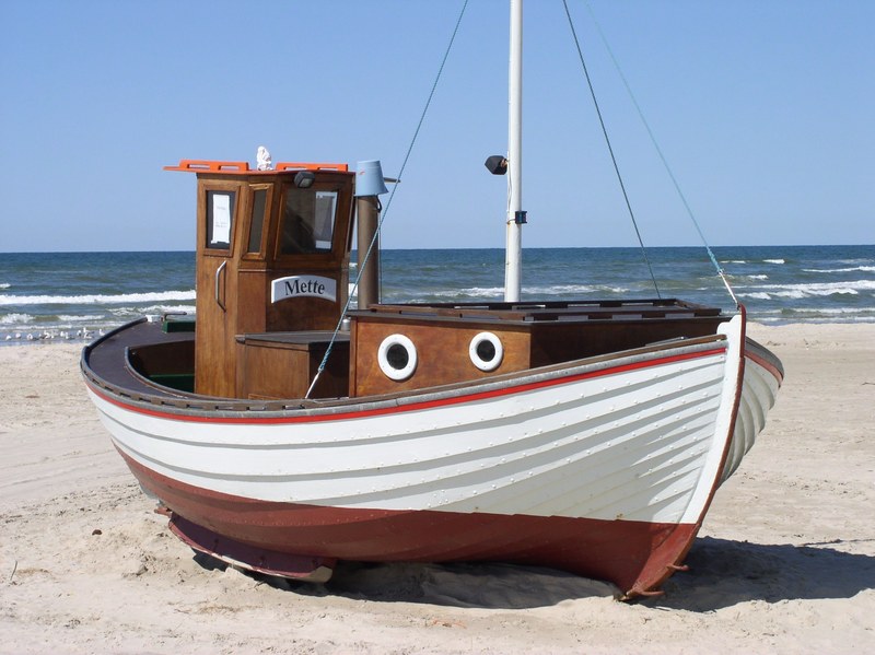 fishing boat denmark beach sea north sea løkken 4k