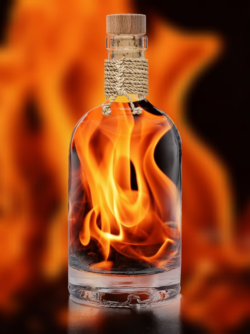 flame embers bottle fiery fire hot burn campfire 4k