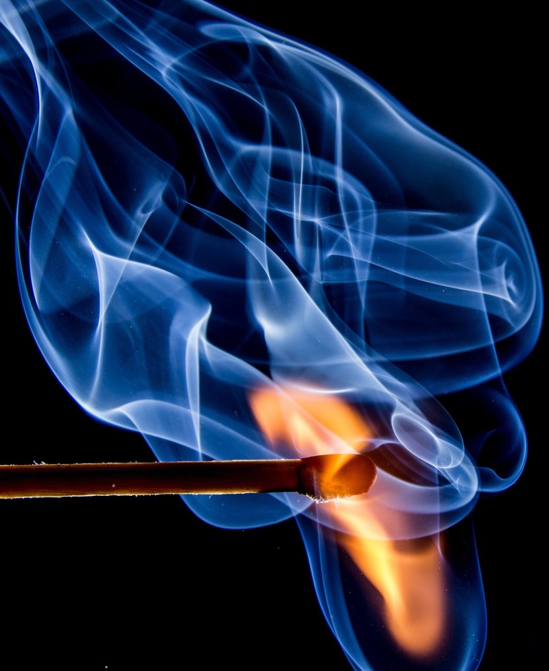 fire match flame sulfur burn ignition close 4k
