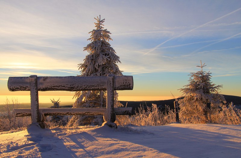 fichtelberg ore mountains bank sunrise 4k