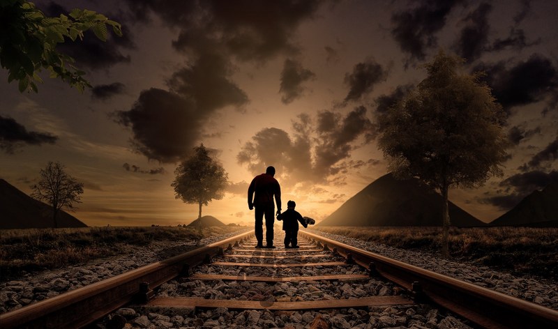 father and son happiness love walking child joy 4k