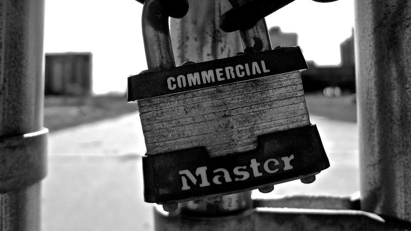 lock, chain, bw, 4k