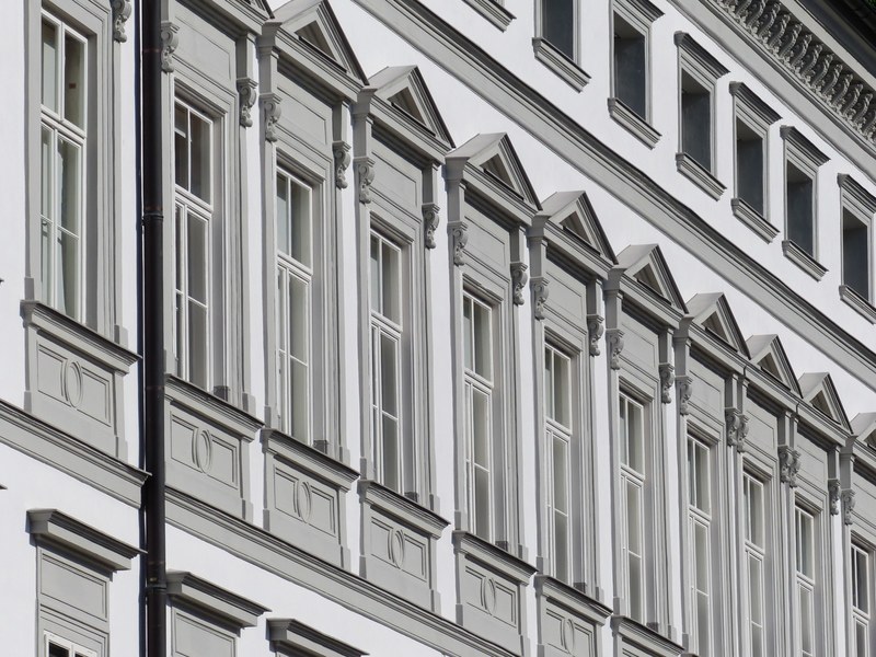 facade window home building architecture stucco 4k