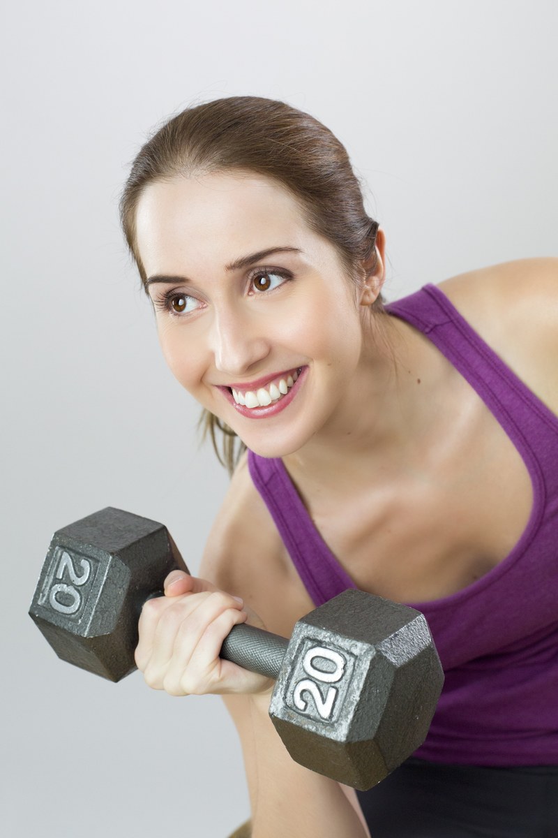 exercise weight woman sport girl training smile 4k