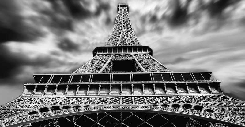 eiffel tower paris city history architecture b w 4k