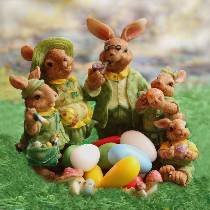 easter easter bunny family decoration easter eggs 4k