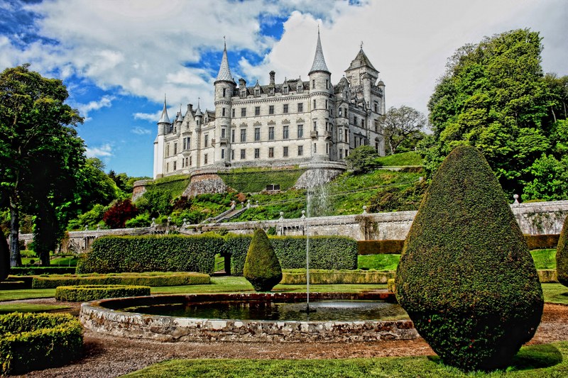 dunrobin castle architecture medieval old building 4k