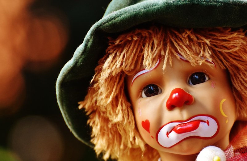 doll clown sad colorful sweet funny toys 4k