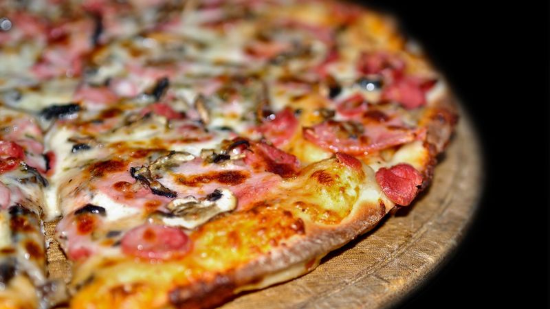 pizza, stuffing, macro, 4k