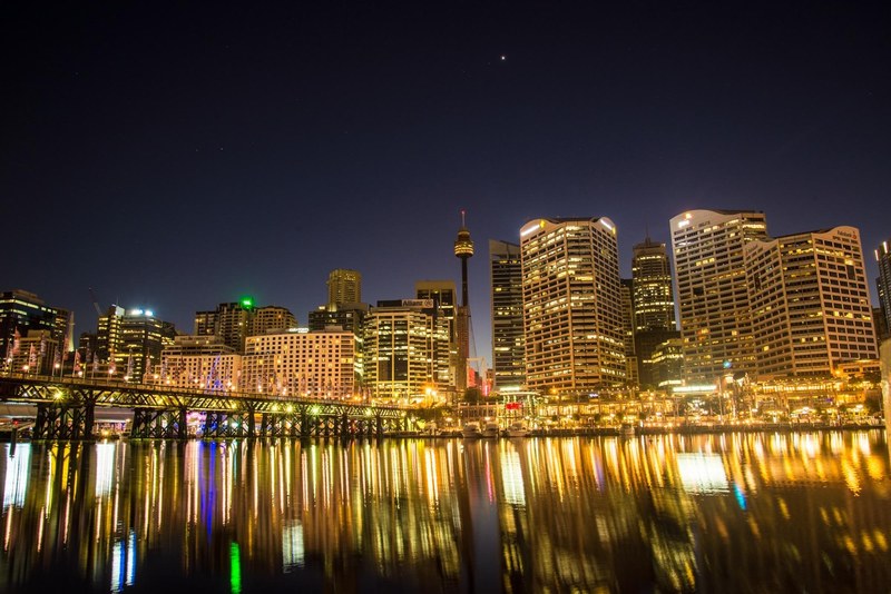 darling harbour sydney australia city skyline 4k