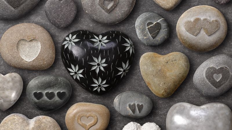 heart, rocks, attributes, crafts, love, 4k