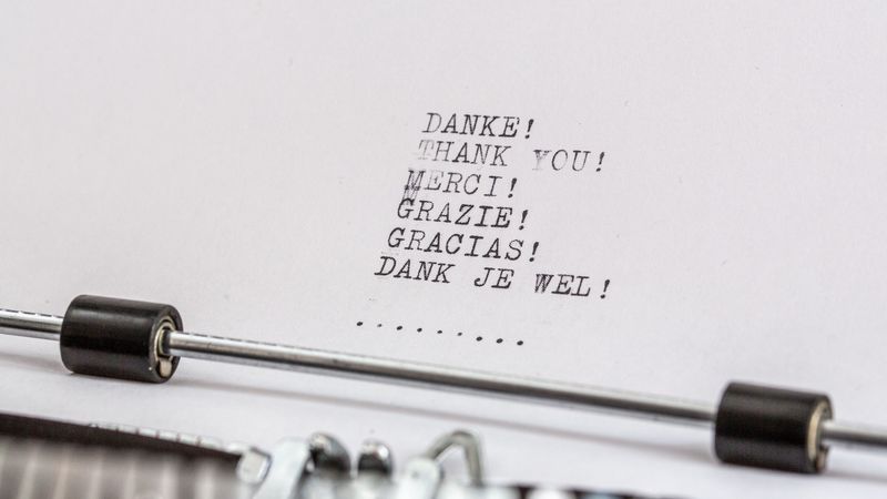 thank you, inscription, typewriter, 4k