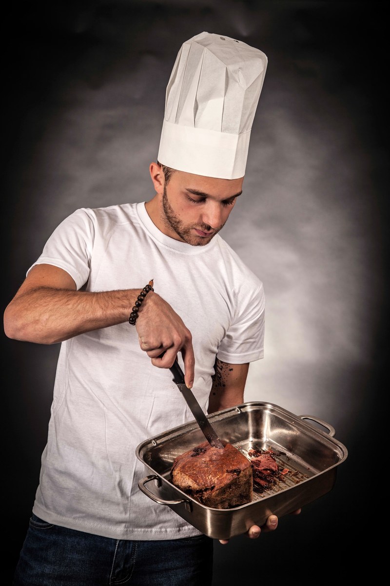 cooking eat cut food meat court pan tasty 4k