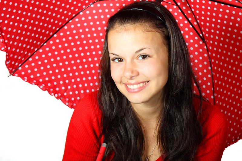 color cute face female girl happy people rain 4k