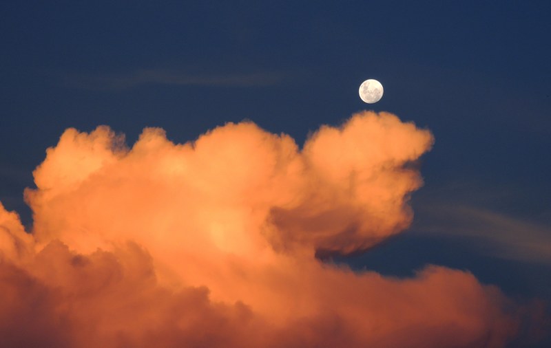 clouds moon sky day the moon by day 4k