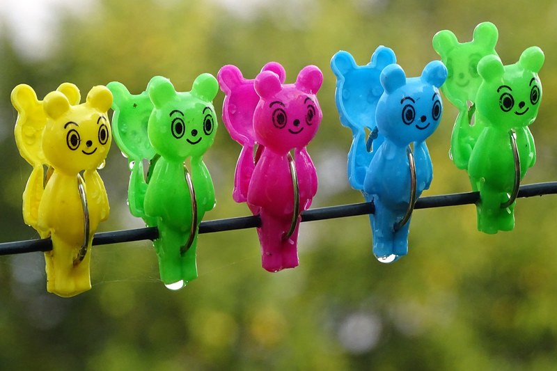 clothes peg clip clothes line colorful color bear 4k