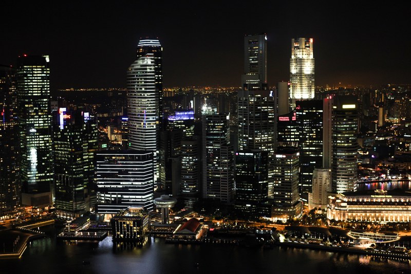 city at night lights skyline big city skyscraper 4k