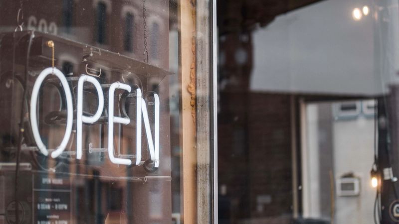 open, inscription, neon, showcase, 4k