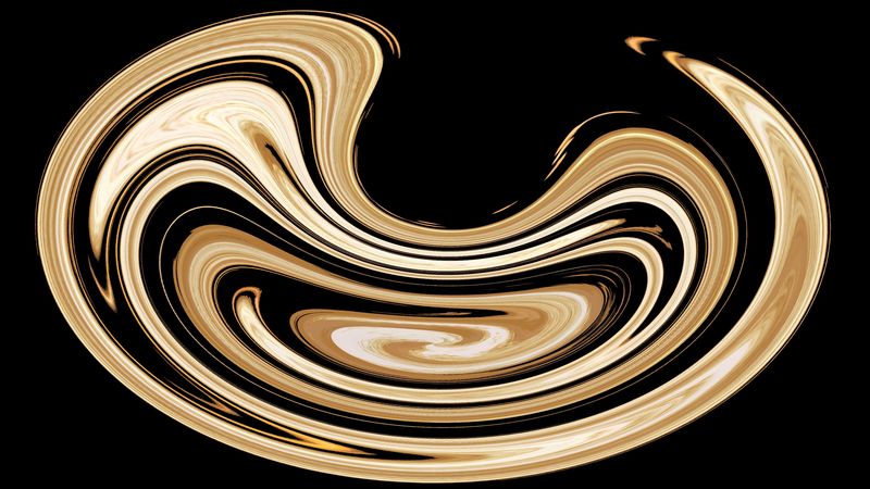 twisted, form, circle, gold, 4k