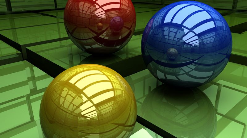 balls, three-colored, surface, cubic, 4k