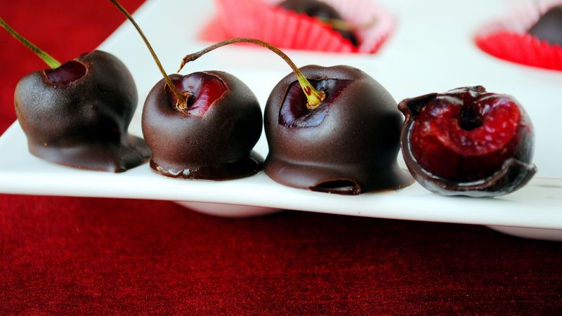 cherry, chocolate, glaze, dessert, sweet, 4k