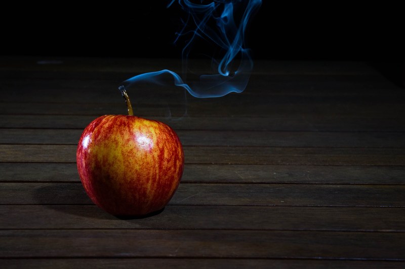candle wax apple smoke fruit juicy food ripe 4k