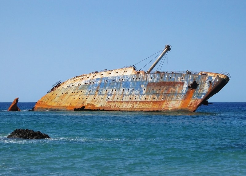 canary islands shipwreck ship wrecked salvage sky 4k