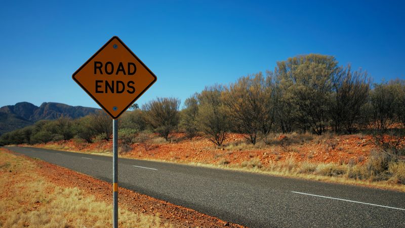 inscription, road ends, sign, road, 4k