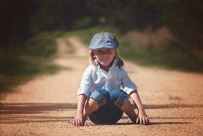 boy sitting happy child cute kid young little 4k